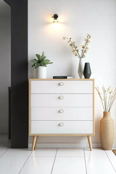 Zen Ladekast / Multifunctionele Kast / Ladekast met Lades / Kast met Deur / 4-Lade Ladekast CM
