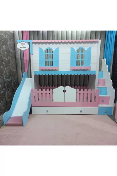 Letto a castello per bambini con scivolo Alaçatı