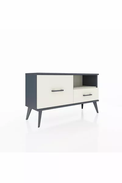 Arges Kommode mit einem Regal und 2 Schubladen Anthrazit-Marmor