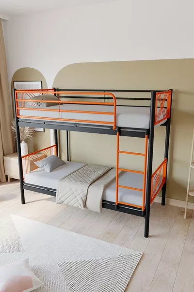 Mix Premium Metal Bunk Bed Compatible with Mattress Orange Detachable Bunk Bed Frame
