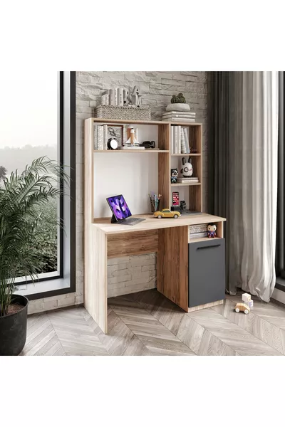 Ensemble de chambre d'enfant Izmir entièrement en MDF Flora et anthracite