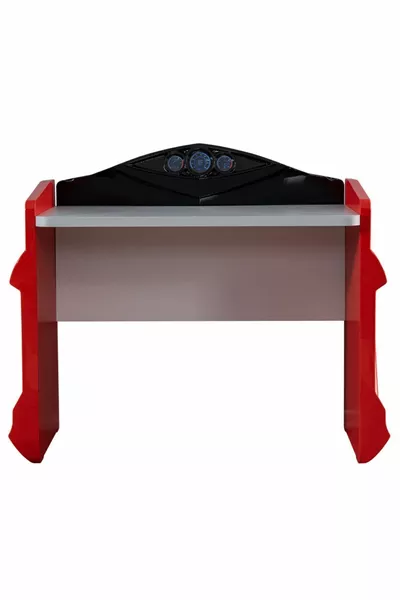 Chambre d'enfant - Lit à voiture avec pare-vent Jaguar - Armoire 3 portes, Bureau - Rouge