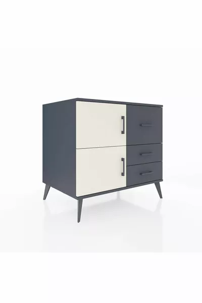 Kronos Dresser Single Shelf 3 Drawers 2 Doors Anthracite-Stone/Anthracite
