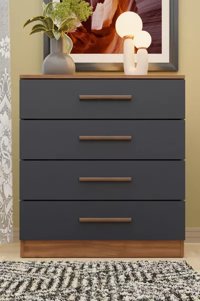 GM 4-Drawer Anthracite Gray-Walnut Dresser