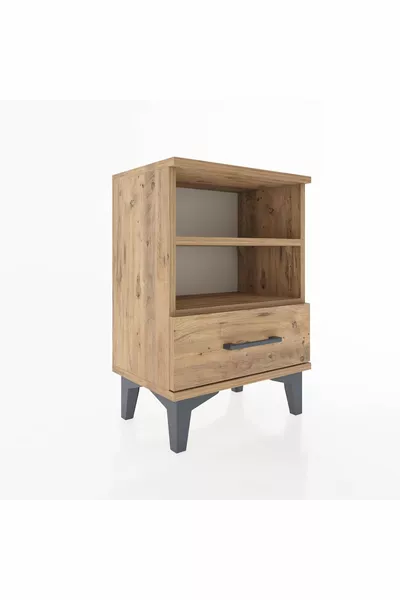 Arges Komodin 2 Raflı Tek Çekmeceli  Çam-Çam
