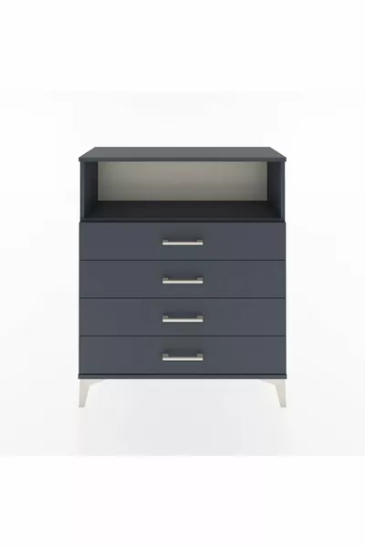 Comò Arges con Singolo Ripiano e 4 Cassetti Antracite-Antracite