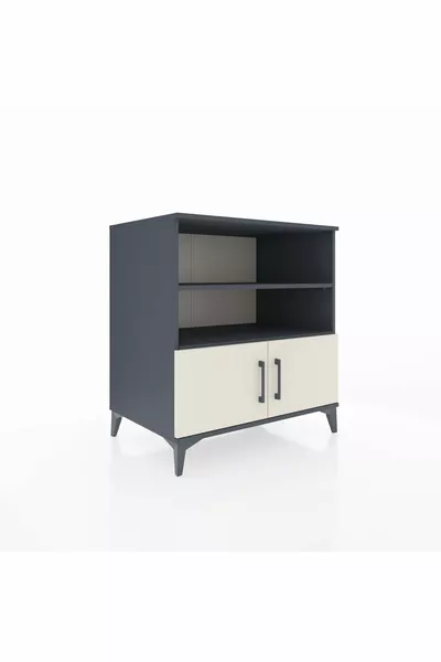 Commode Kronos 3 étagères 2 portes Anthracite-Pierre de lune