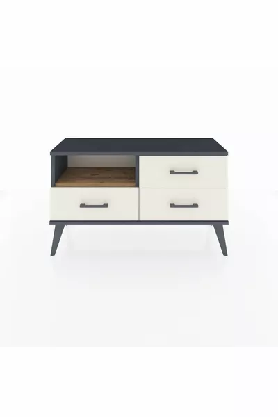 Arges Dresser Single Shelf 3 Drawers Anthracite-Pine/Travertine