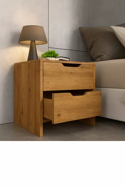 Modern MDF Nightstand – With Drawers, Stylish and Durable Design | Compatible with Bedroom and Living Room