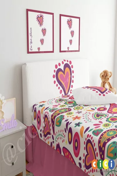 Housse de tête de lit Motifs de cœurs colorés