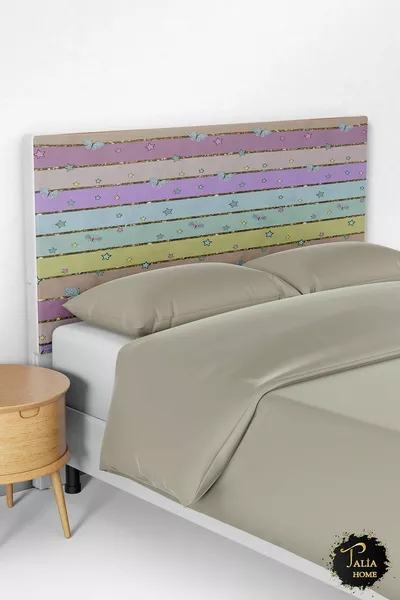 Housse de tête de lit à motif rayé coloré