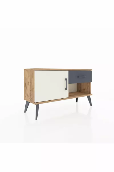 Arges Dresser with Single Shelf, Single Drawer, Single Door Pine-Gray/Anthracite