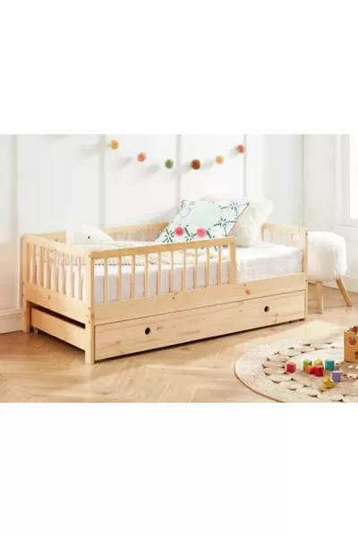 Ahşap Montessori Yavrulu Karyola - Yavru Yataklı Karyola - Montessori Karyola - 