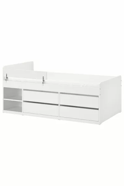 SLAKT/NATTAPA, single bed base, white, cm
