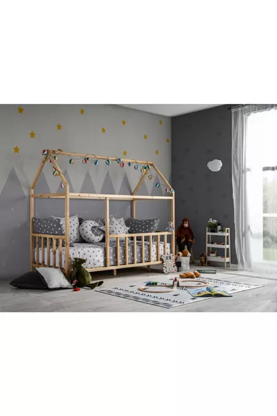Unisex Kinder Baby Dachförmiges Natur Montessori & Bett