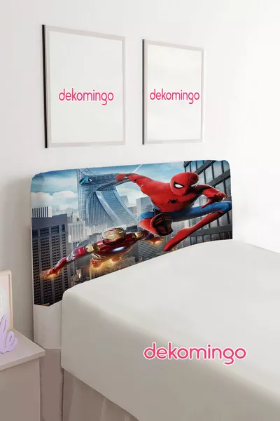 ÖRÜMCEK ADAM DEMİR ADAM DESENLİ BAZA BAŞLIK KILIFI ( TEK KİŞİLİK )