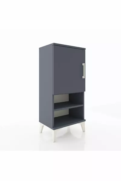 Arges Commode 3-Shelf Single Door Anthracite-Anthracite