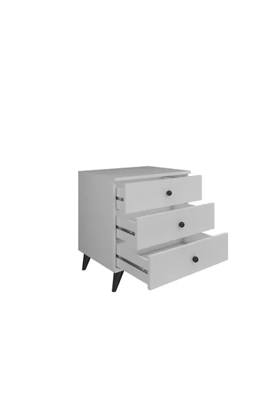 Simple Nightstand 3-Drawer WHITE