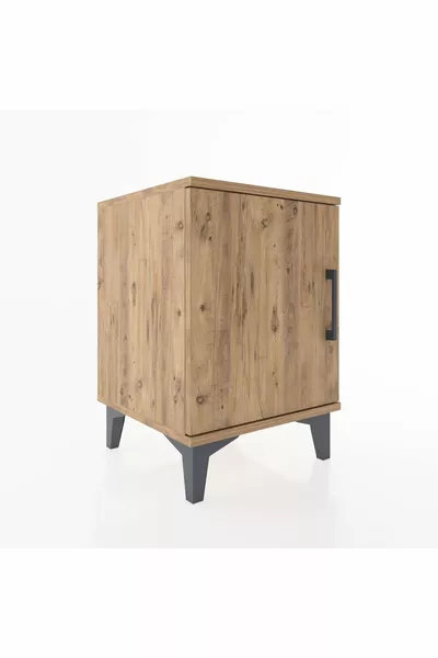 Hyperion Nightstand Single Shelf Single Door Pine-Pine