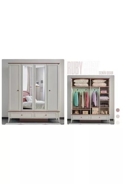Camera da letto per ragazzi Ruby 3 pezzi (Armadio a 3 ante, Letto, Scrivania)