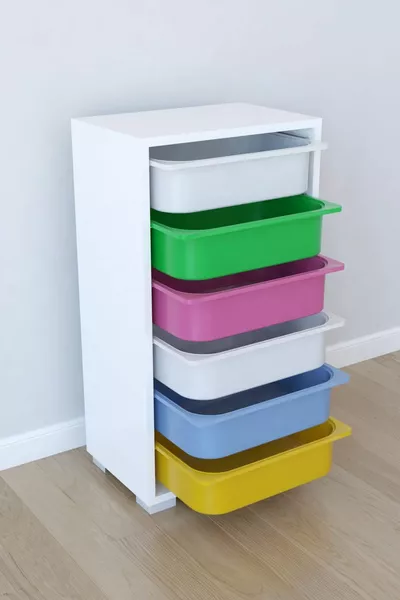 Multipurpose 6-Basket Toy Cabinet