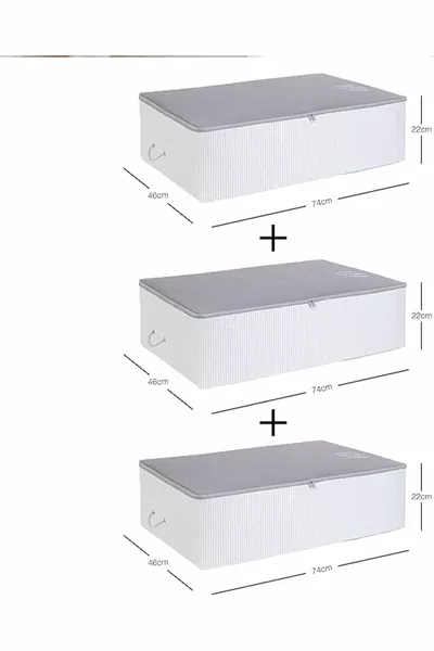 Ocea Home Textile Set da 3 Sacchetti Giganti Grigi per Letto Contenitore Stuff & Thigs