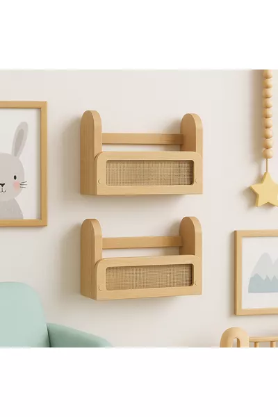 (2 PIECES) SCANDINAVIAN STYLE WALL SHELF BABY ROOM BOOKCASE