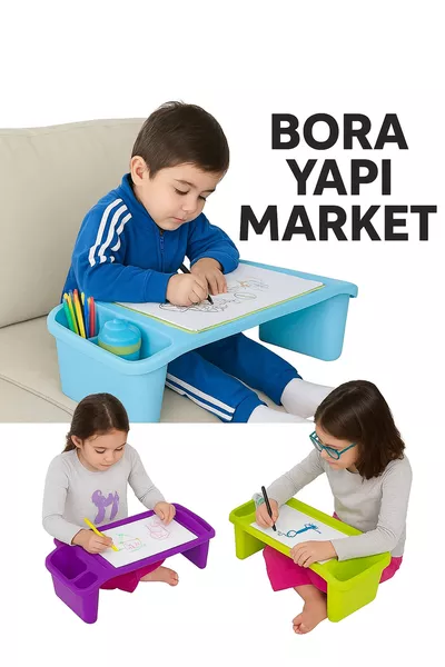 CHILDREN'S HOBBY TABLE PLAY TABLE WITH TABLET HOLDER. PINK