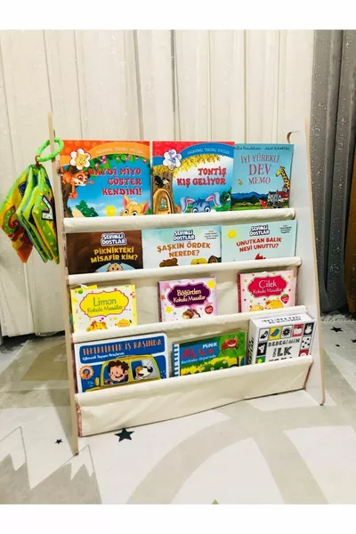 Bibliothèque Montessori pour enfants et bébés, éducative et portable, 4 étagères en tissu