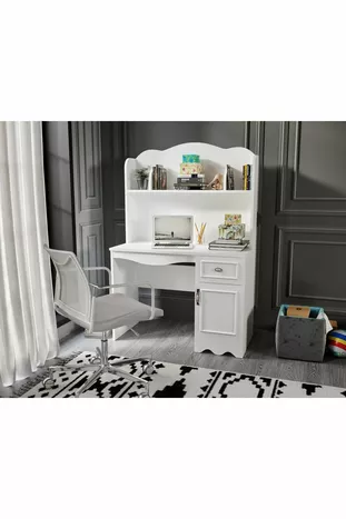 % Bureau de travail MDF Lisa Blanc (UNITÉ SUPÉRIEURE INCLUSE)