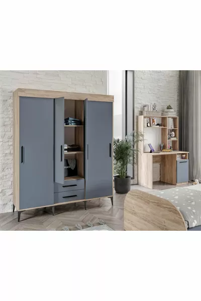Armoire Flora Gris Anthracite en MDF avec 2 tiroirs coulissants et porte à Izmir