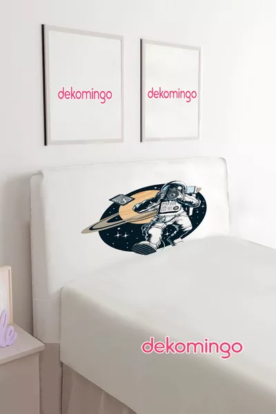 Housse de tête de lit avec motif astronaute blanc pour lit simple