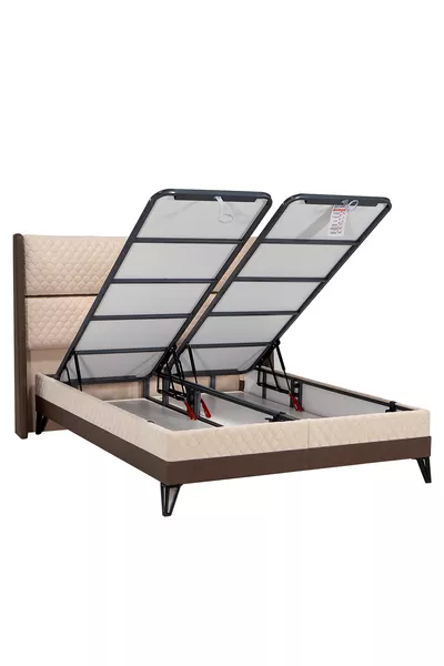 Set Letto Super Ortopedico di Lusso con Rete e Testiera - Marrone