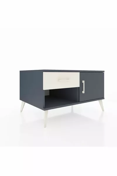 Commode Kronos avec une seule étagère, un tiroir et une porte, Anthracite-Anthracite/Gris pierre