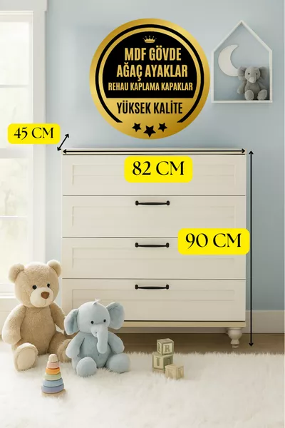Pera MDF Chest of Drawers | Rehau Coated Drawers | Beech Wood Legs | Quality Design