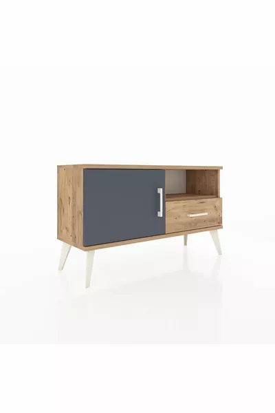 Arges Dressoir 2 Planken 1 Lade 1 Deur Den-Hout-Antraciet/Den-Hout