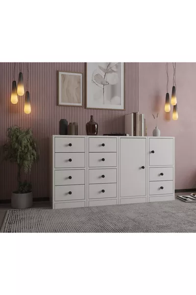 White Cabinet with Drawers and Chest  Cm -C