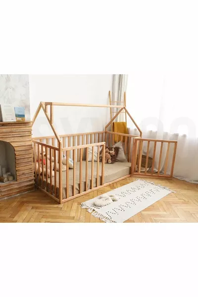 Wooden Montessori Bed - Solid Wood Bed - Montessori Children's and Baby Bed
