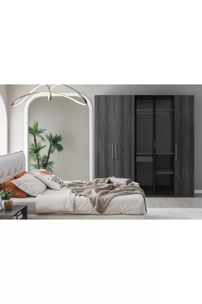 PANDOR NOX BEDROOM SET, DARK WALNUT, 5-DOOR
