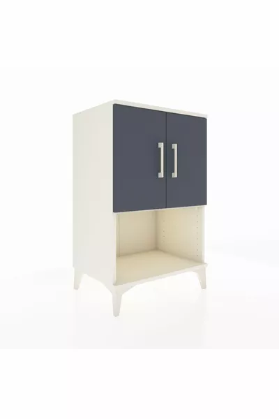 Hyperion Nightstand with 2 Shelves and 2 Doors Moonstone-Anthracite