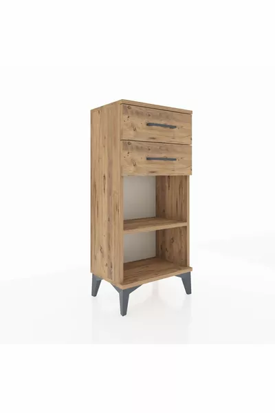 Arges Commode Single Shelf 2 Drawers Pine-Pine