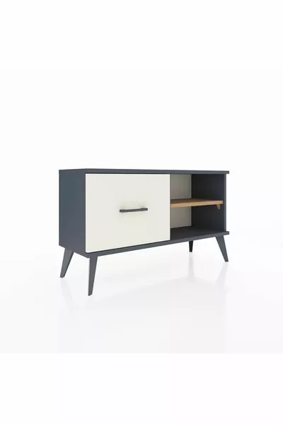 Comò Arges con un Ripiano e un Cassetto Antracite-Pino/Pietra