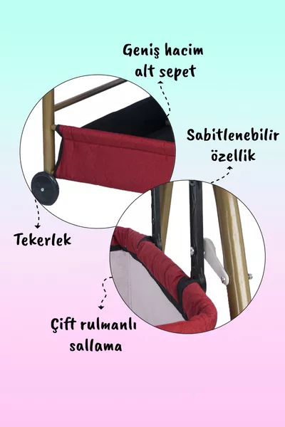 Goldene Kettenstoff Hängbar Fixierbar Tragbares Hängemattenkorb Babybett