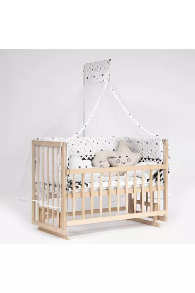 Super Vollnatur Buchenholz Wiege 4-stufig Neben dem Elternbett Schwingbare Babywiege Schlafset