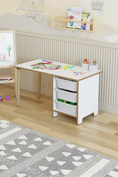 Kinderbureau Cm 3 Mandjes Kinder Werktafel Activiteitentafel Whiteboard