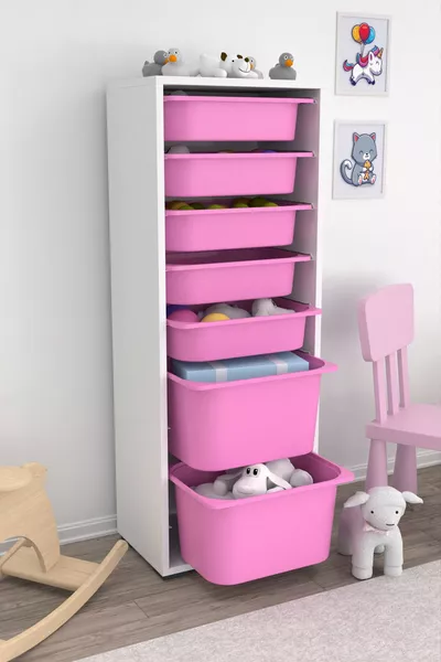 Zola 7 Vakken Kast Speelgoedkast Multifunctionele Keuken Badkamer Bijkeukenkast Roze