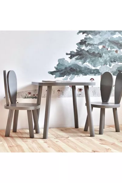 Gray Rabbit Table and Chair, Montessori Children's Room Furniture, Gift