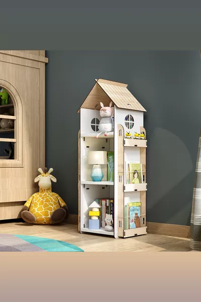 Roofy 9-Shelf Wooden Montessori Kids' Room Educational Bookshelf Scandinavian Style Montessori Bookshelf