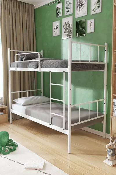 Tekno Loft Bed Compatible White Detachable Metal Bunk Bed Frame