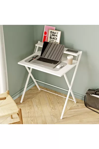 Stylish and Durable, Stable Metal-Leg Laptop Table, Folding Work Desk, Laptop Stand